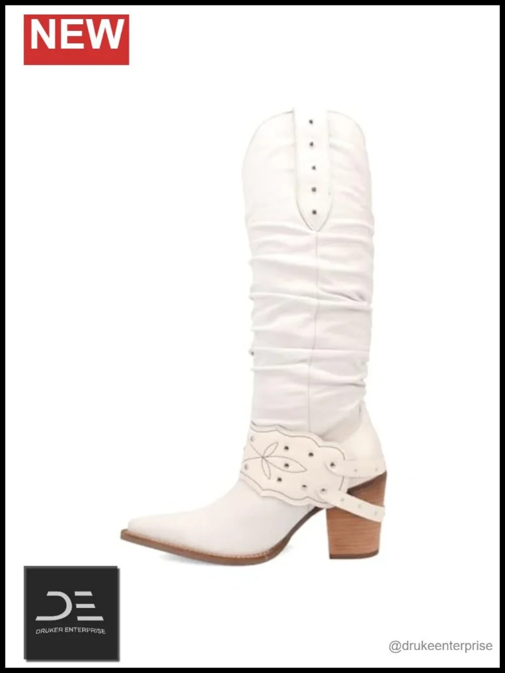 Dingo Womens Studded Snip Toe Over Knee Mid Heel Slouchy Pull On Dress Boots